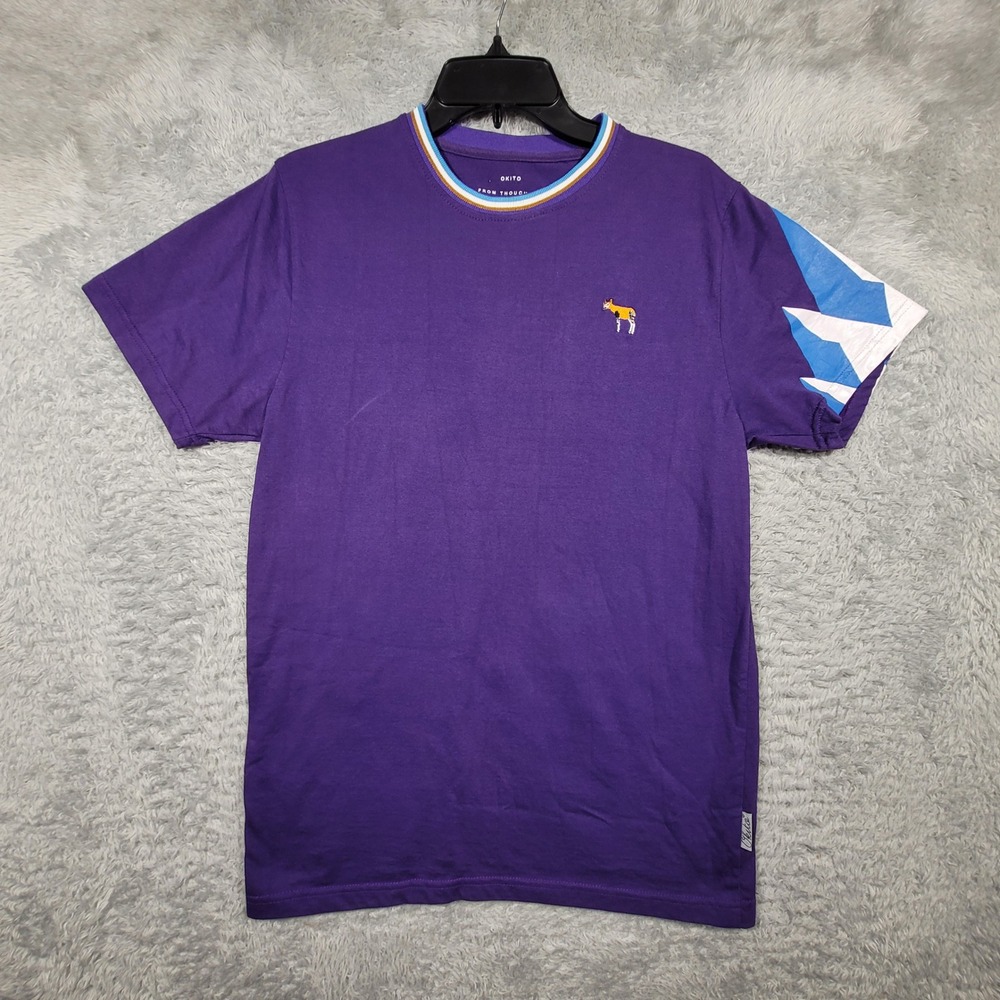 Okito Shirt Mens Medium Purple Embroidered Logo Short Sleeve